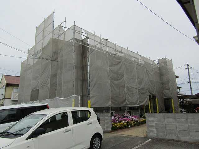 岡山市中区のアパートの現場