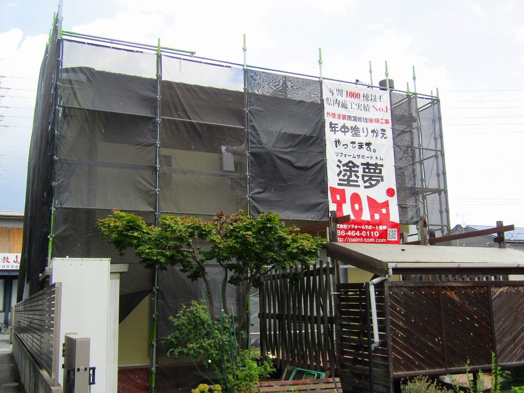 岡山市の外壁塗装現場